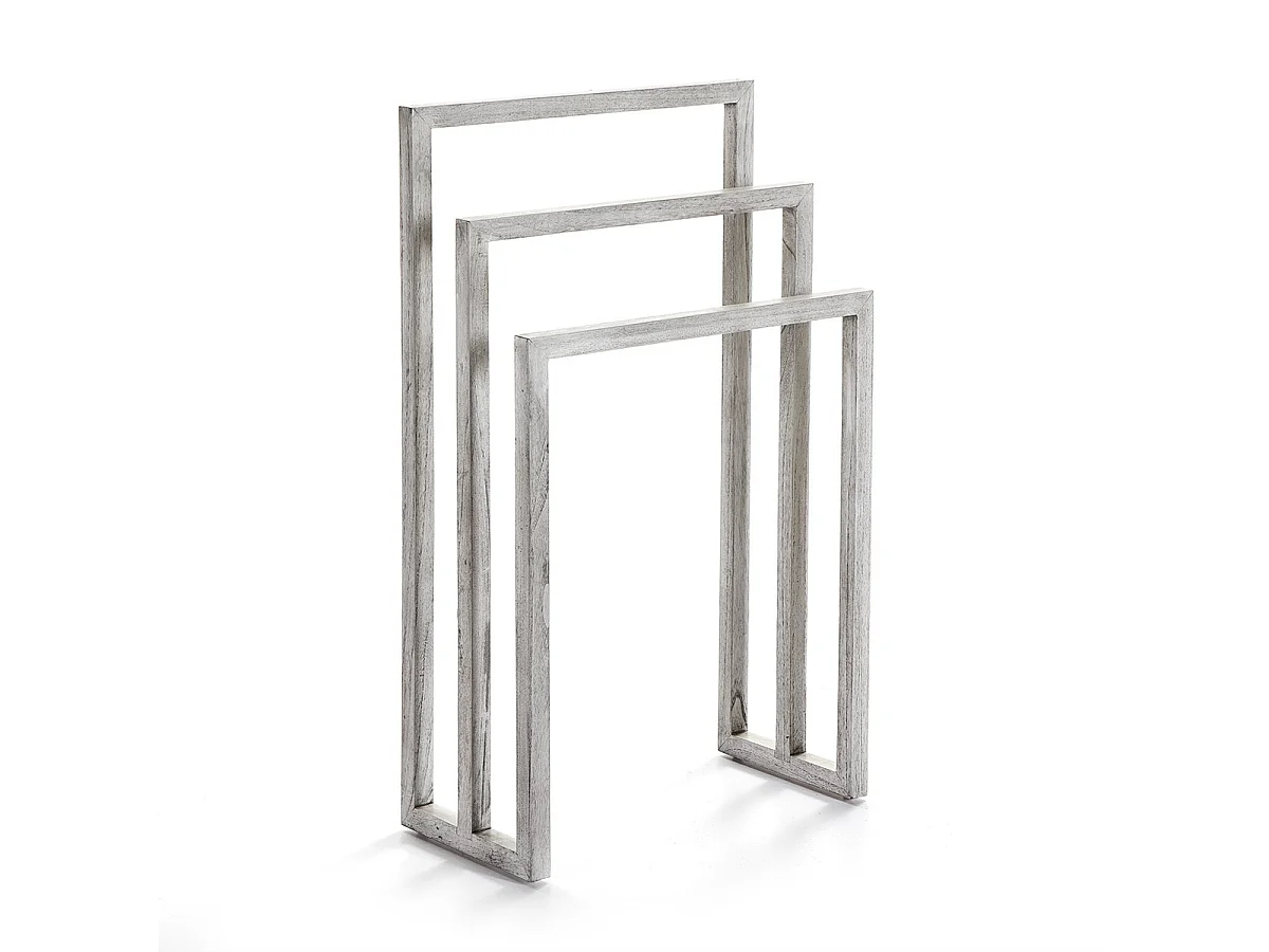 Porte-serviette 3 portants bois massif gris voilé