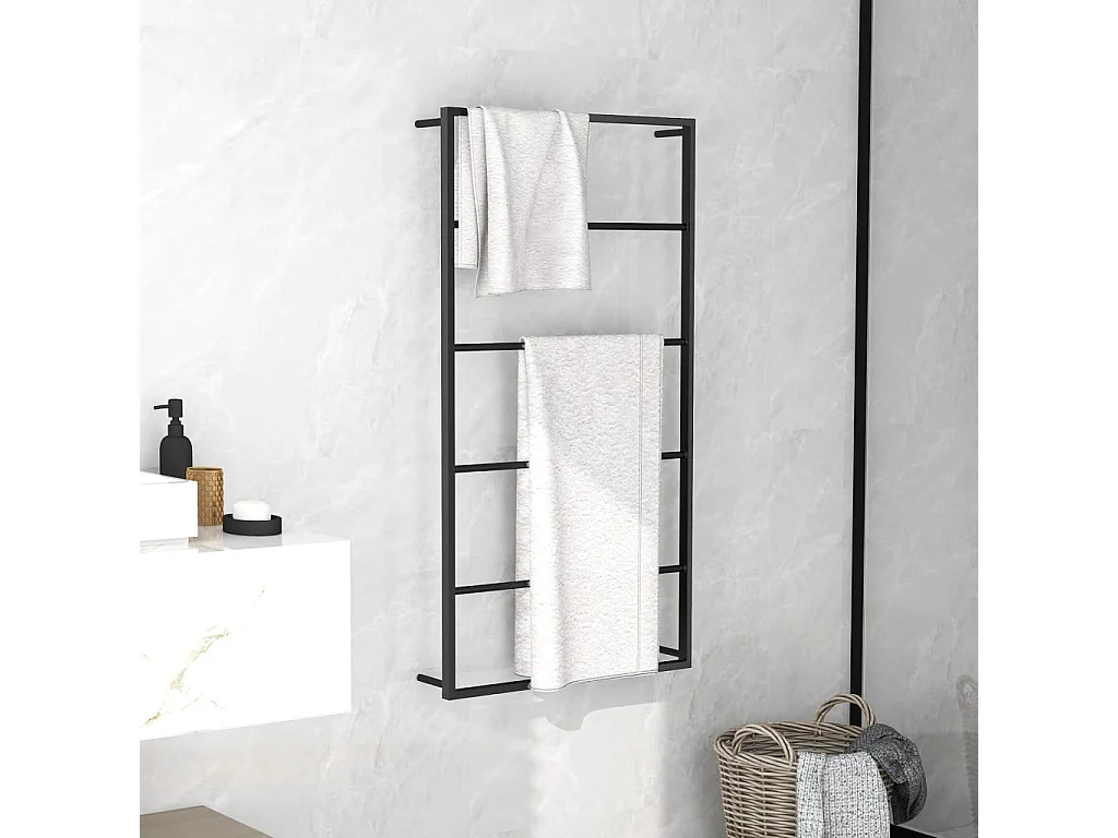 Porte-serviette Noir 60x10x116 Acier
