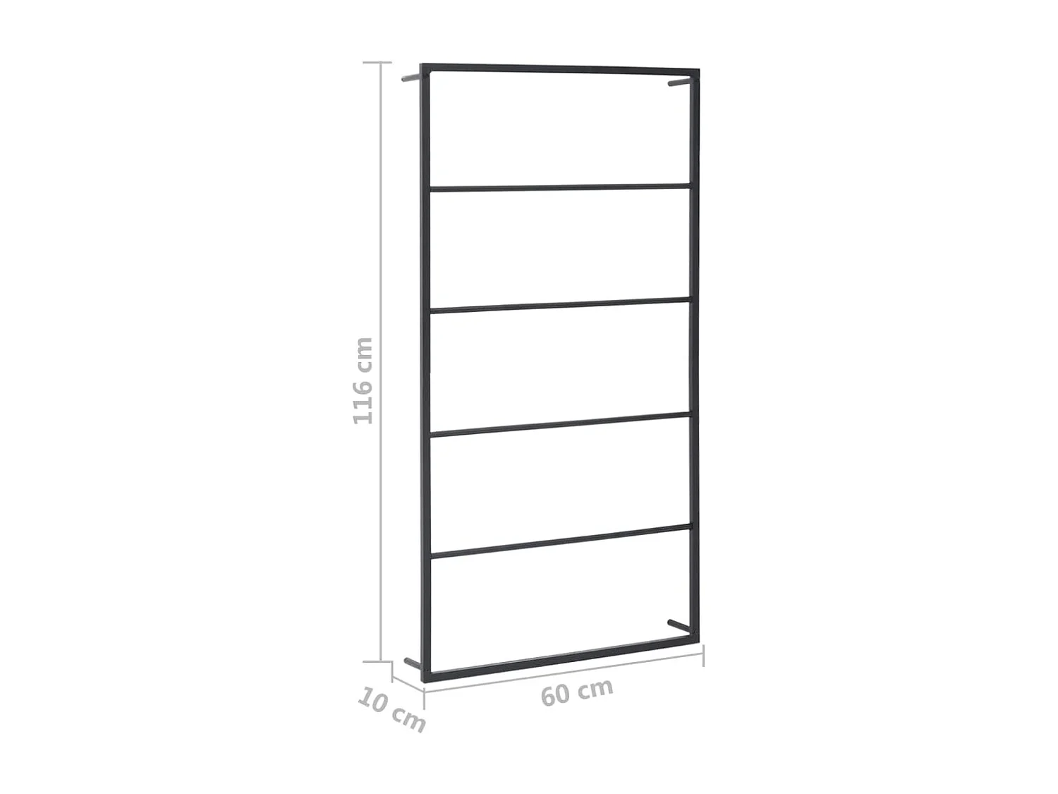 Porte-serviette Noir 60x10x116 Acier