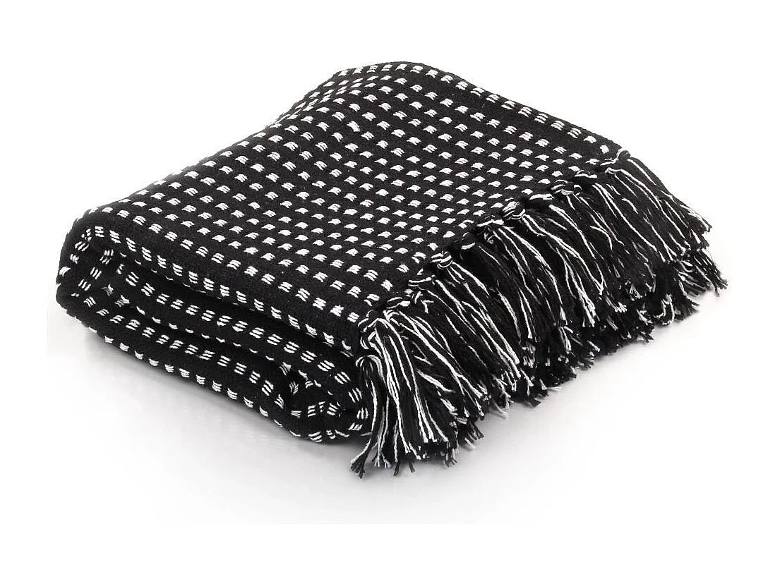 Couverture coton à carreaux 160x210 Noir