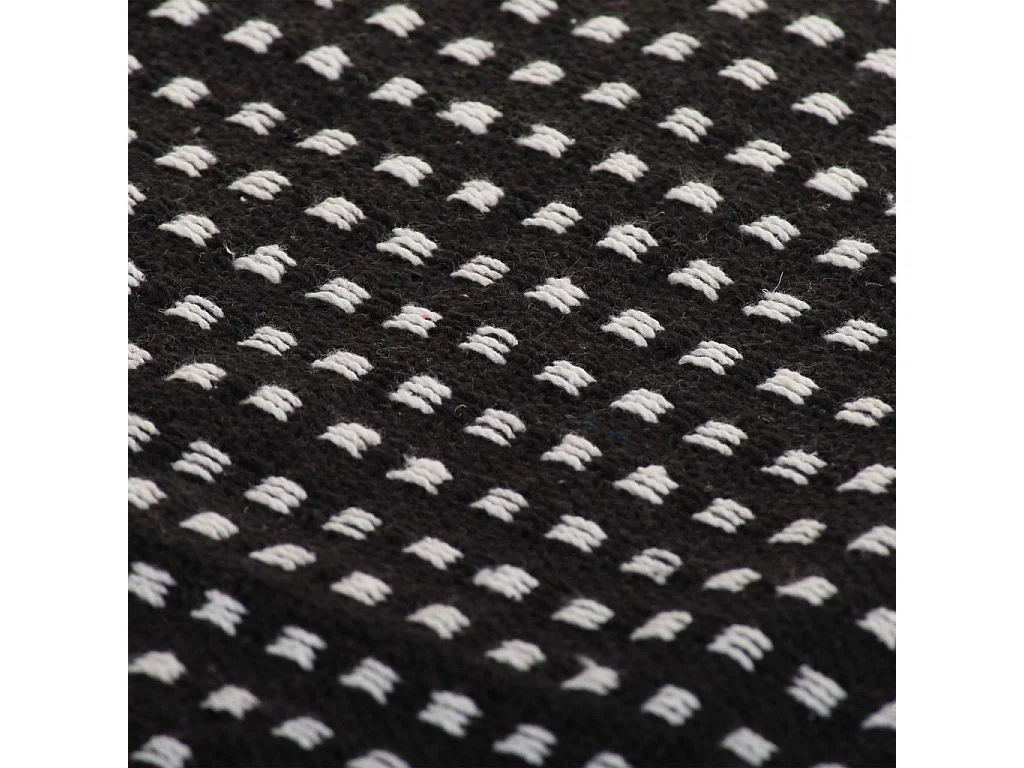 Couverture coton à carreaux 160x210 Noir