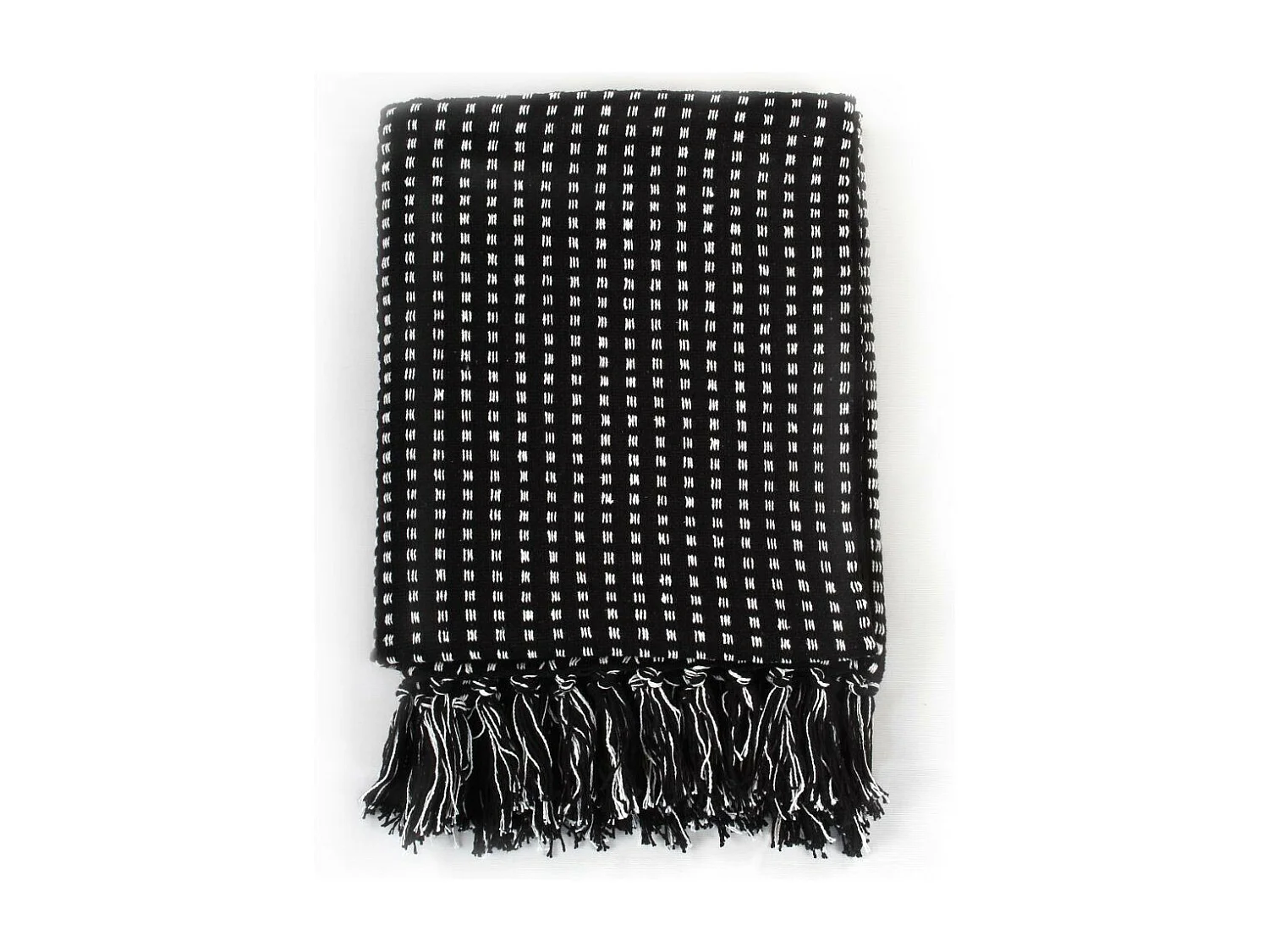 Couverture coton à carreaux 160x210 Noir