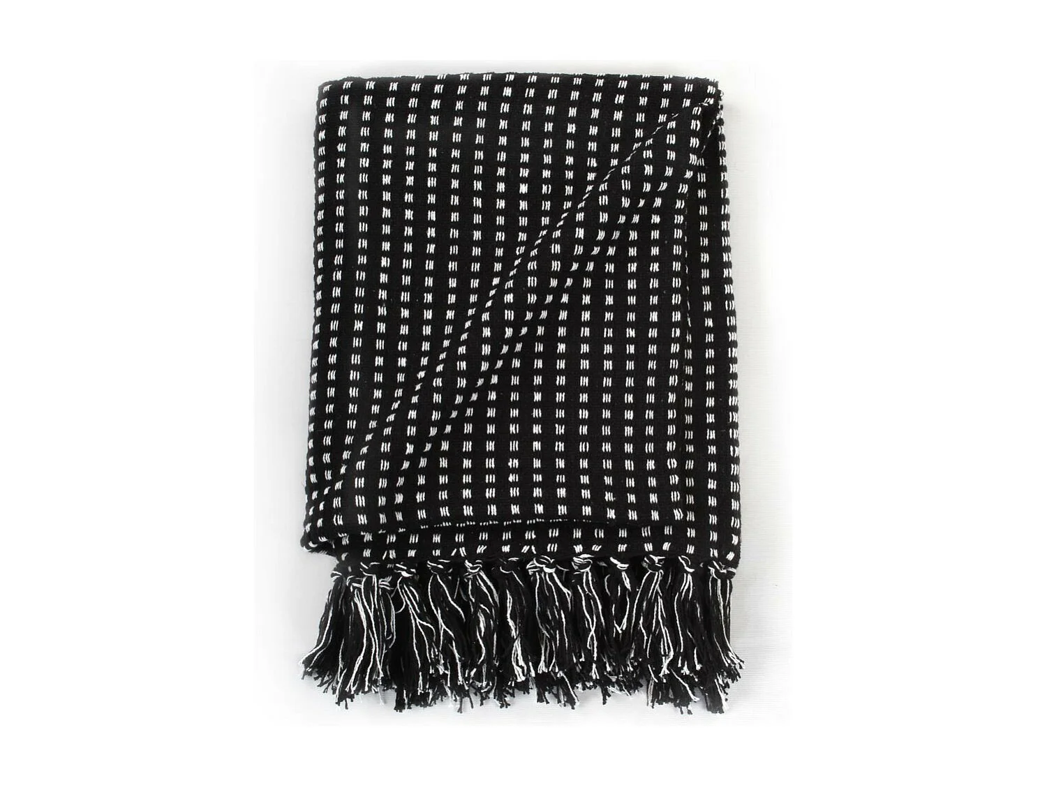 Couverture coton à carreaux 160x210 Noir