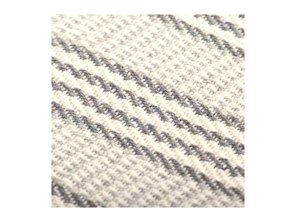 Couverture coton à rayures 160x210 Gris et Blanc