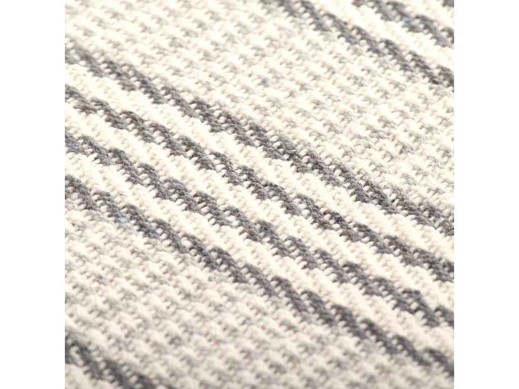 Couverture coton à rayures 160x210 Gris et Blanc