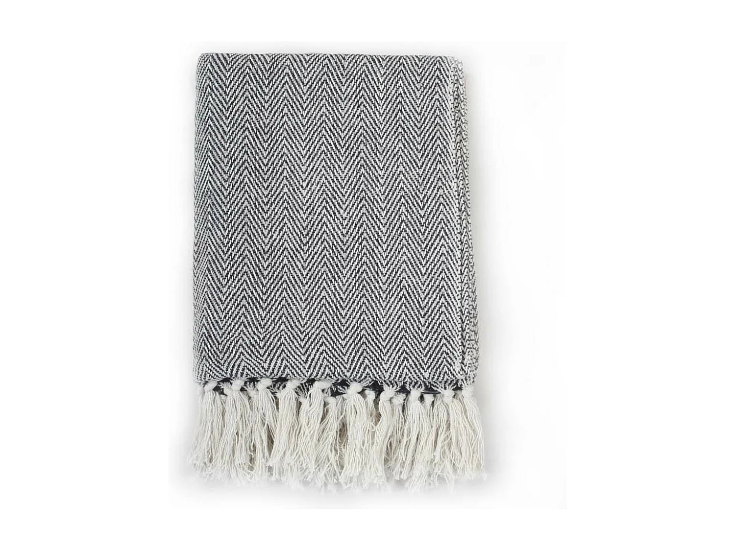 Couverture coton à chevrons 220x250 Bleu marine