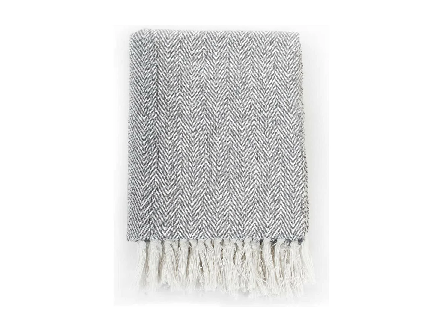 Couverture coton à chevrons 125x150 Gris