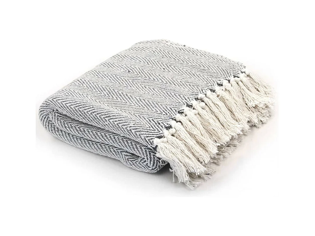 Couverture coton à chevrons 125x150 Gris