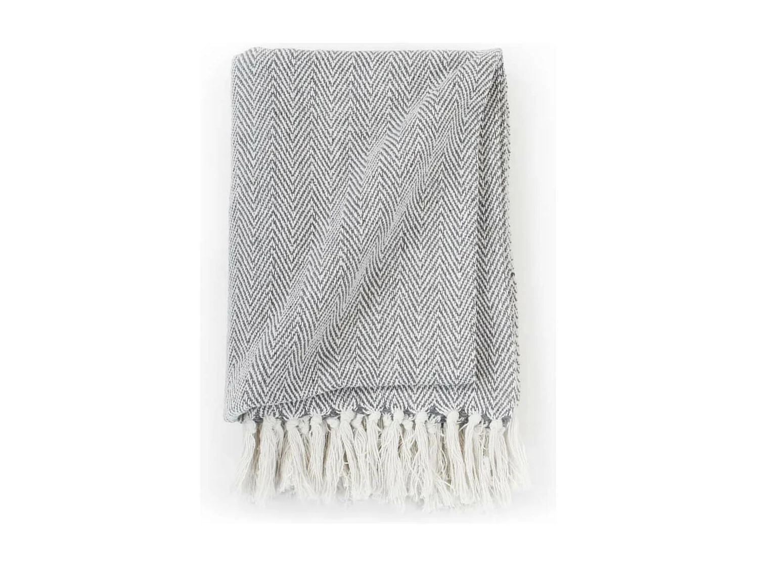 Couverture coton à chevrons 125x150 Gris