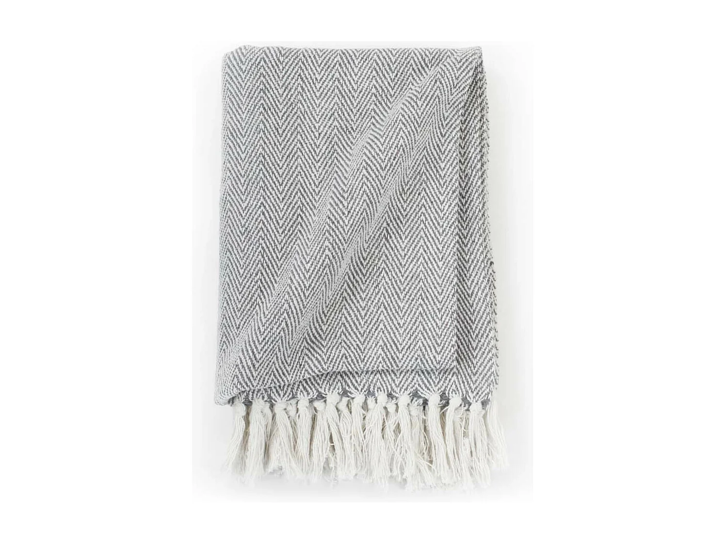 Couverture coton à chevrons 220x250 Gris