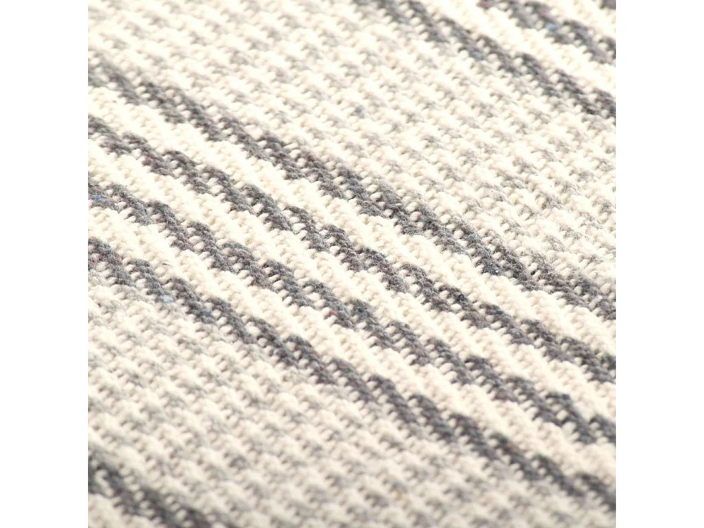 Couverture coton à rayures 220x250 Gris et Blanc
