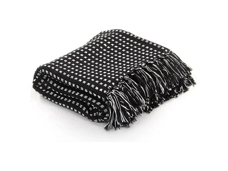 Couverture coton à carrés 125x150 Noir