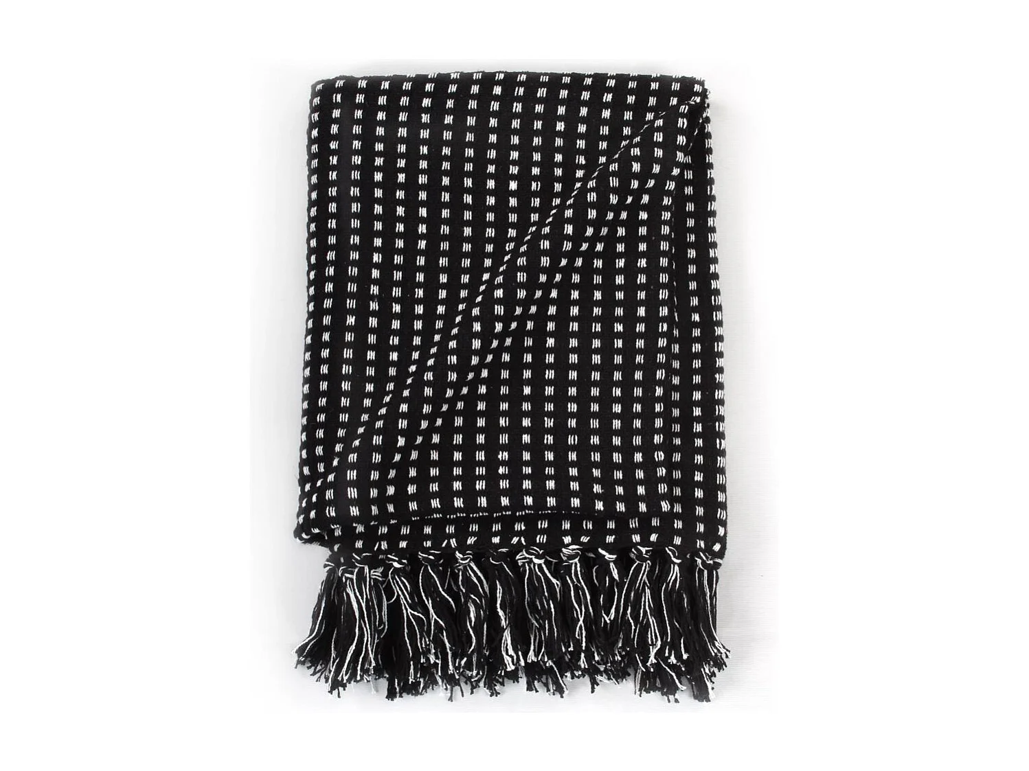 Couverture coton à carrés 125x150 Noir