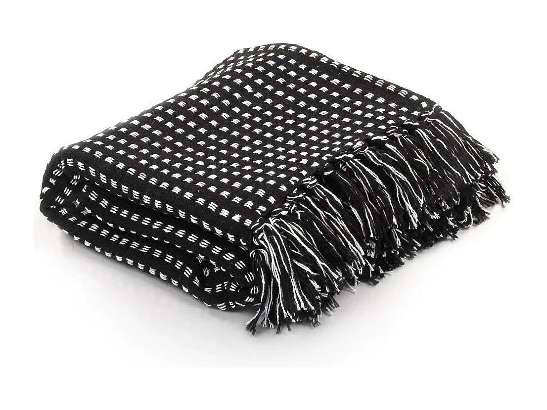 Couverture coton à carrés 125x150 Noir