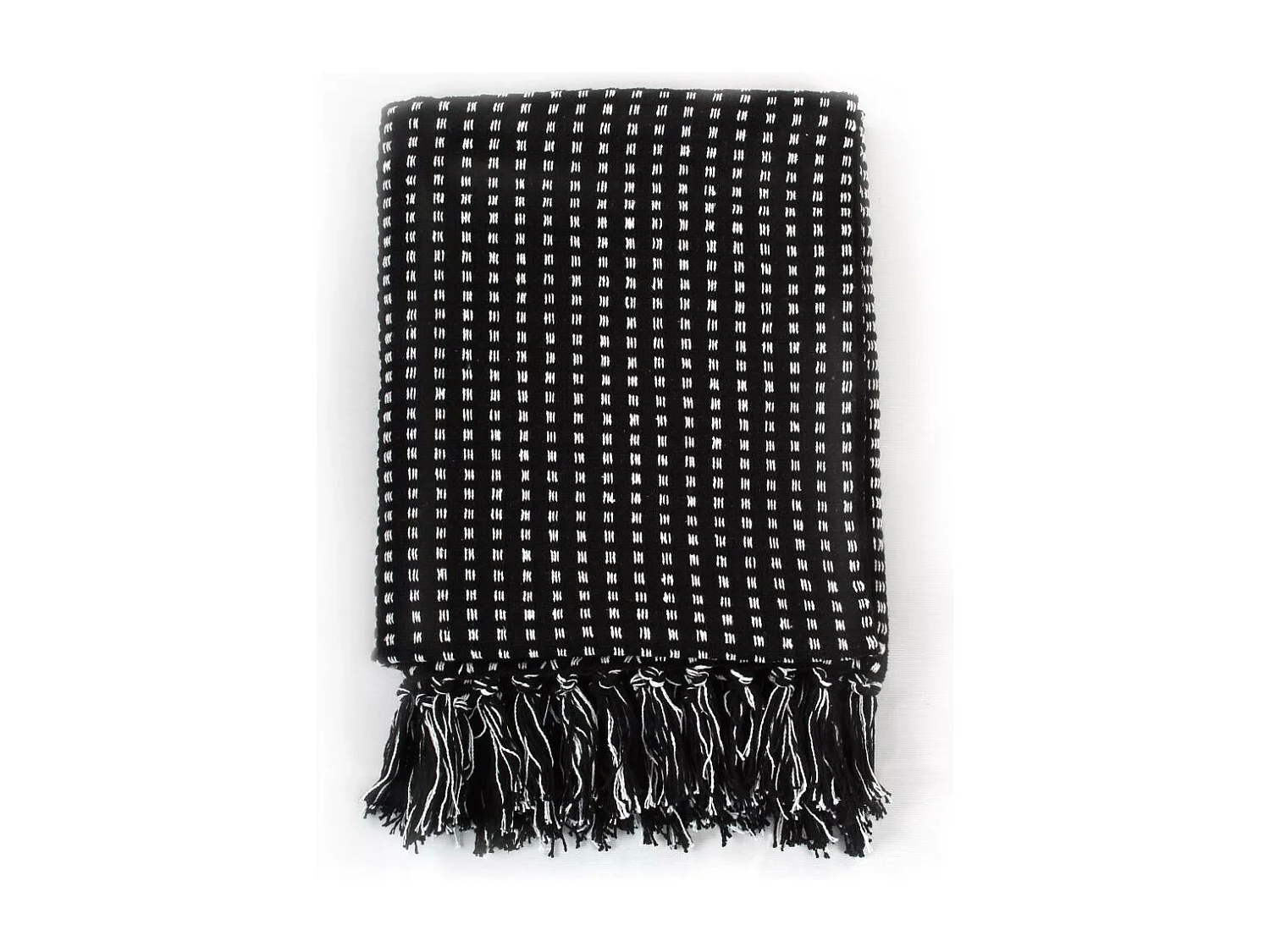 Couverture coton à carrés 125x150 Noir