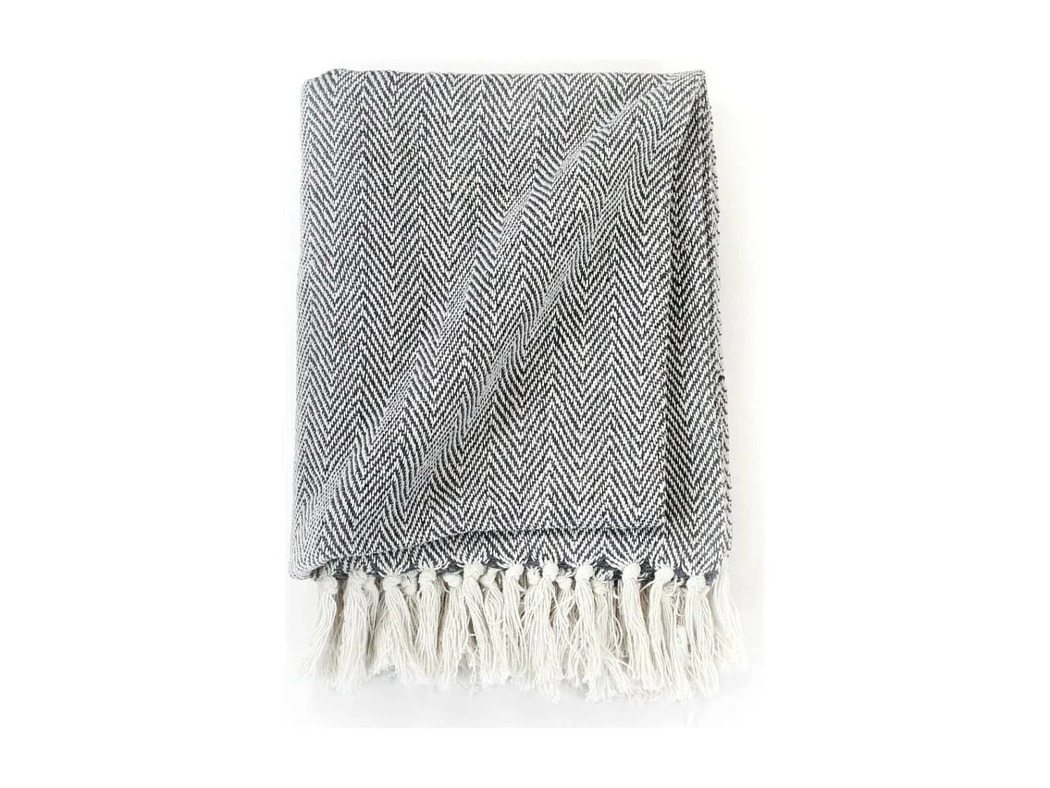 Couverture coton à chevrons 125x150 Bleu marine