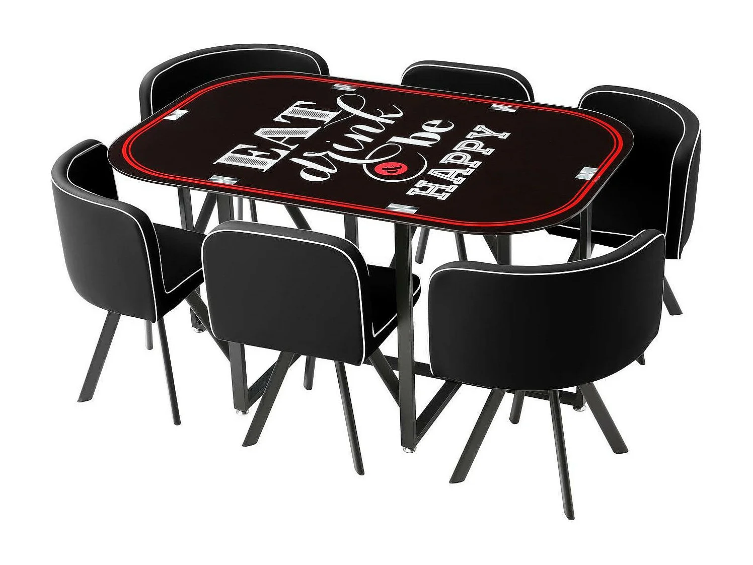 Ensemble Table de Repas & 6 Chaises "Tibal" 140cm Noir & Gris