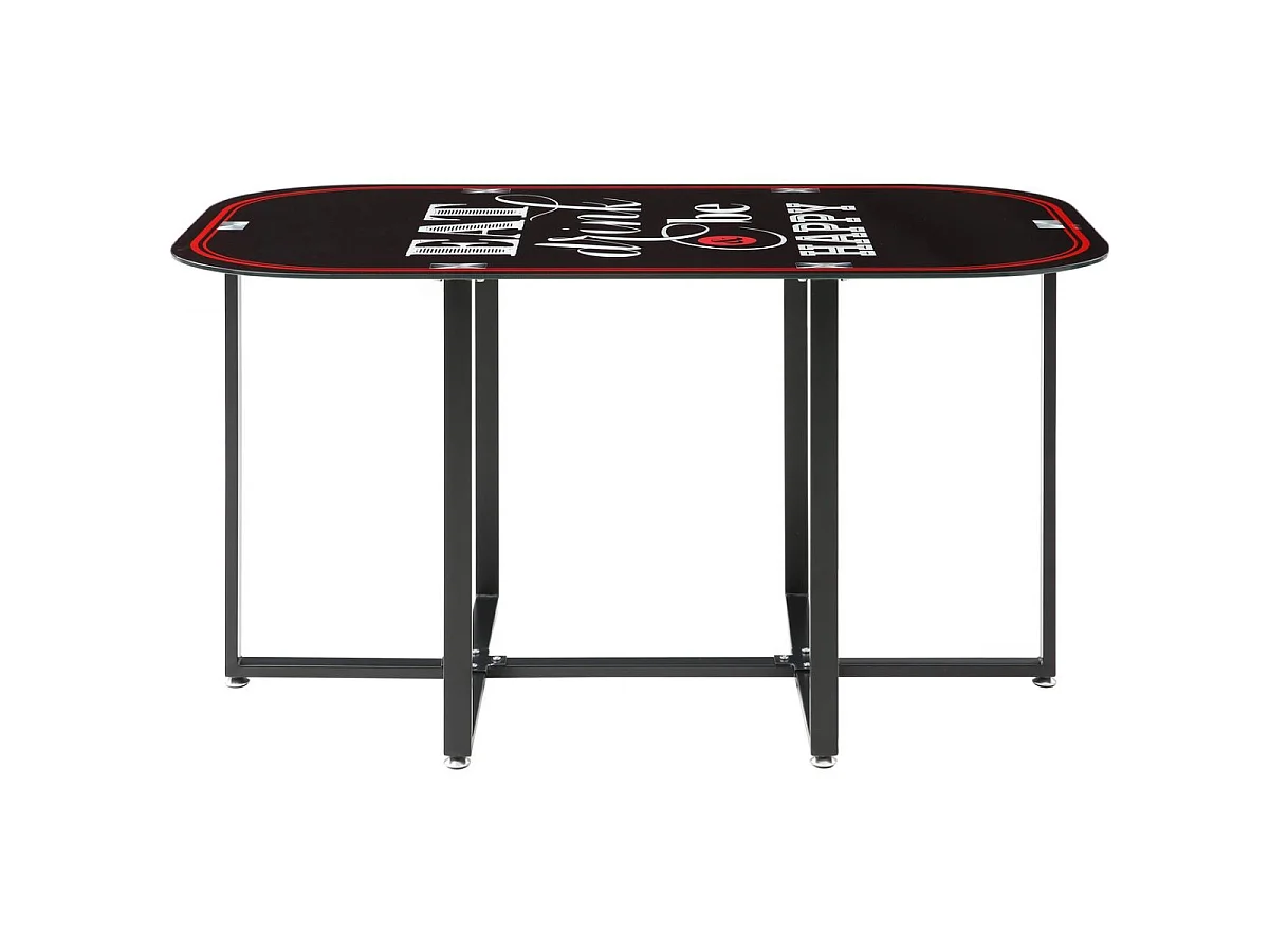 Ensemble Table de Repas & 6 Chaises "Tibal" 140cm Noir & Gris