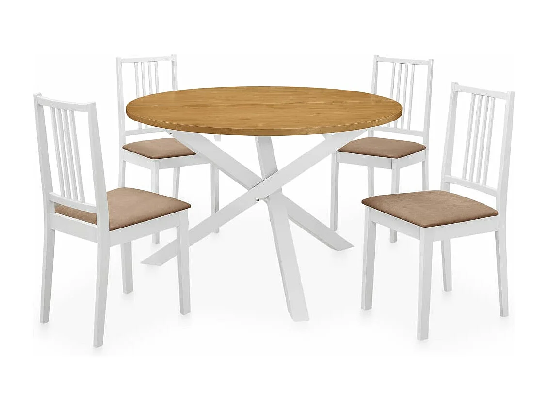 Mobilier de salle à manger 5 pcs MDF Blanc 2