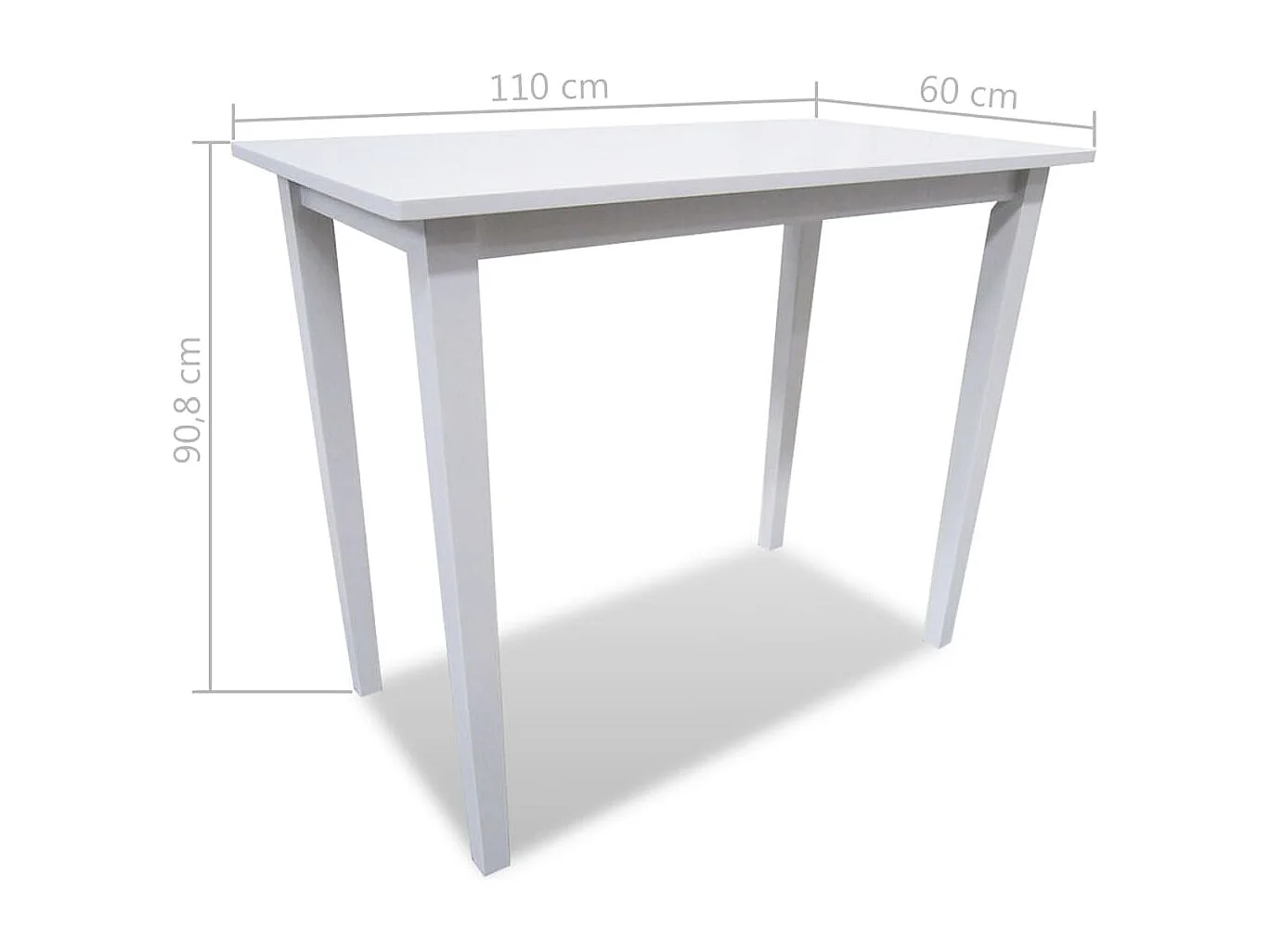 Set table et 4 chaises de bar en bois coloris blanc