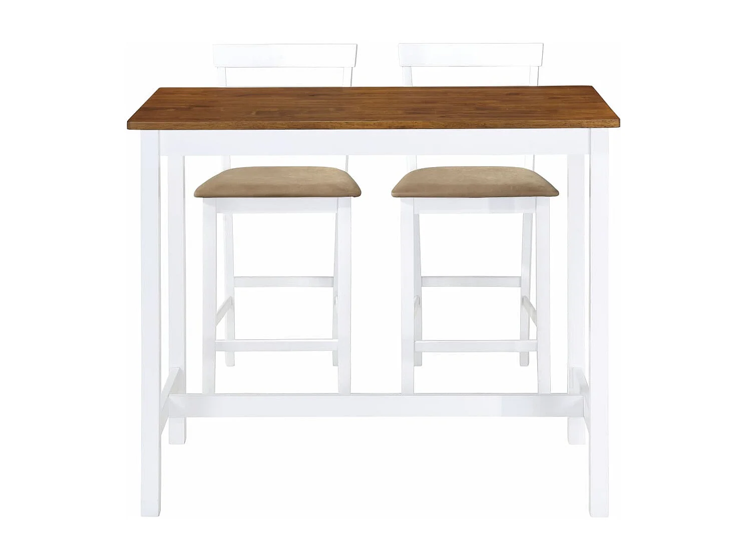 Table et chaises de bar 3 pcs Bois massif Marron et blanc