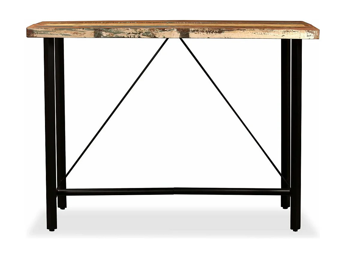 Ensemble de bar 7 pcs Bois massif recyclé et cuir véritable