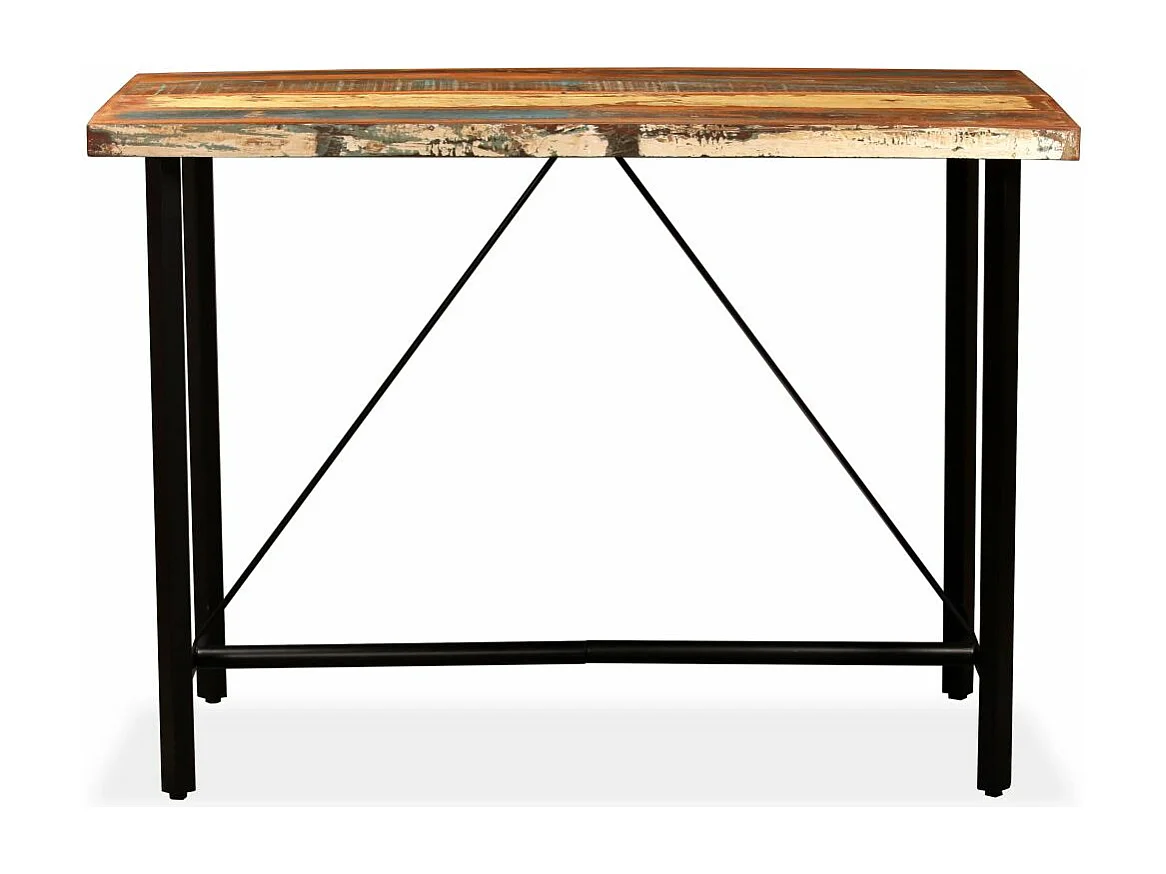 Ensemble de bar 7 pcs Bois massif recyclé et cuir véritable