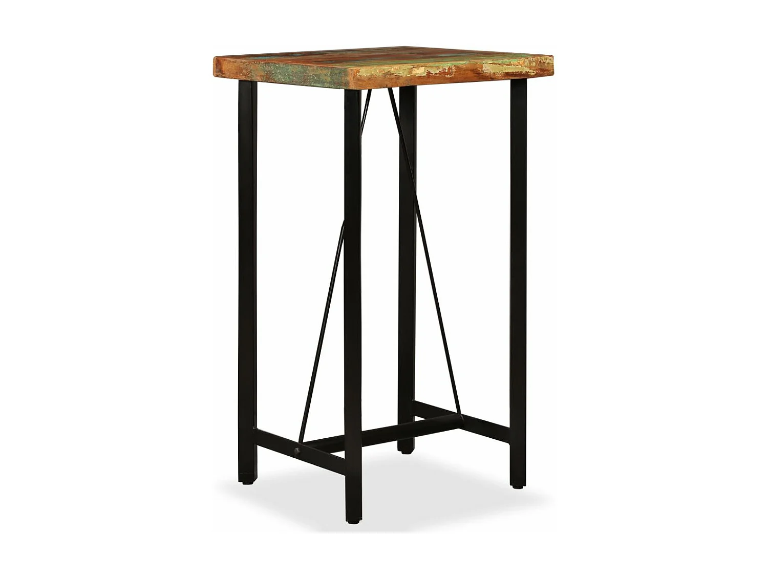 Ensemble de bar 3 pcs Bois massif recyclé et cuir véritable
