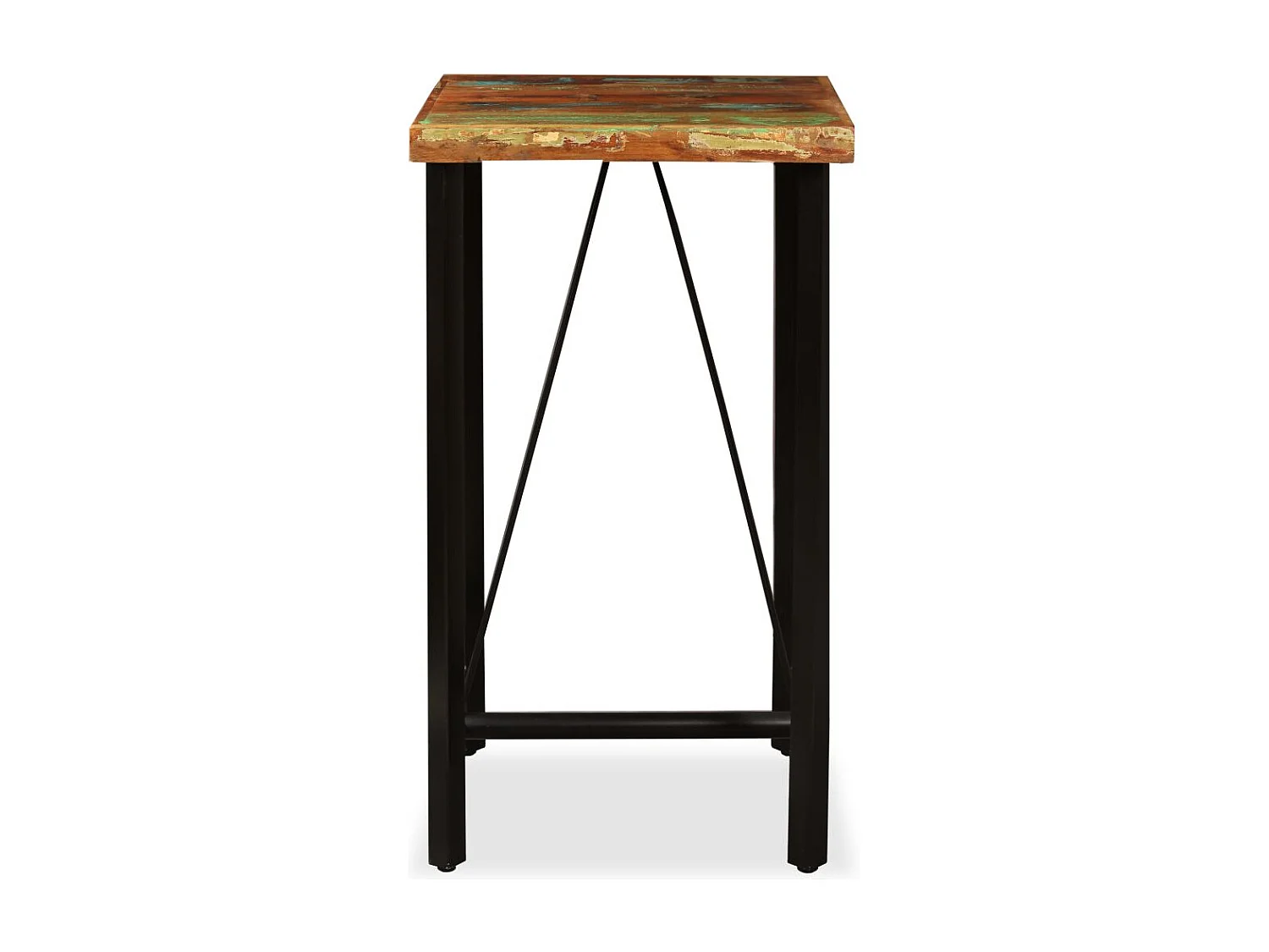 Ensemble de bar 3 pcs Bois massif recyclé et cuir véritable