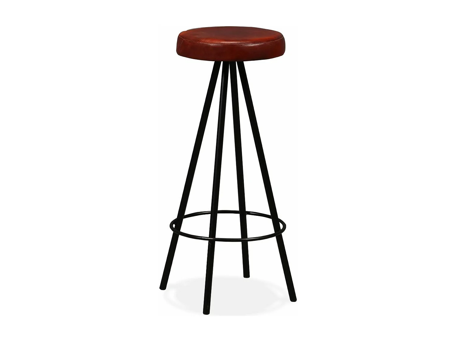 Ensemble de bar 3 pcs Bois massif recyclé et cuir véritable