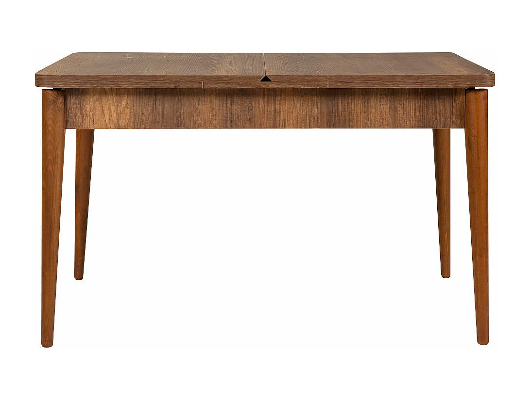 Ensemble table extensible 2 chaises et 2 bancs bois marron et tissu beige Mariva