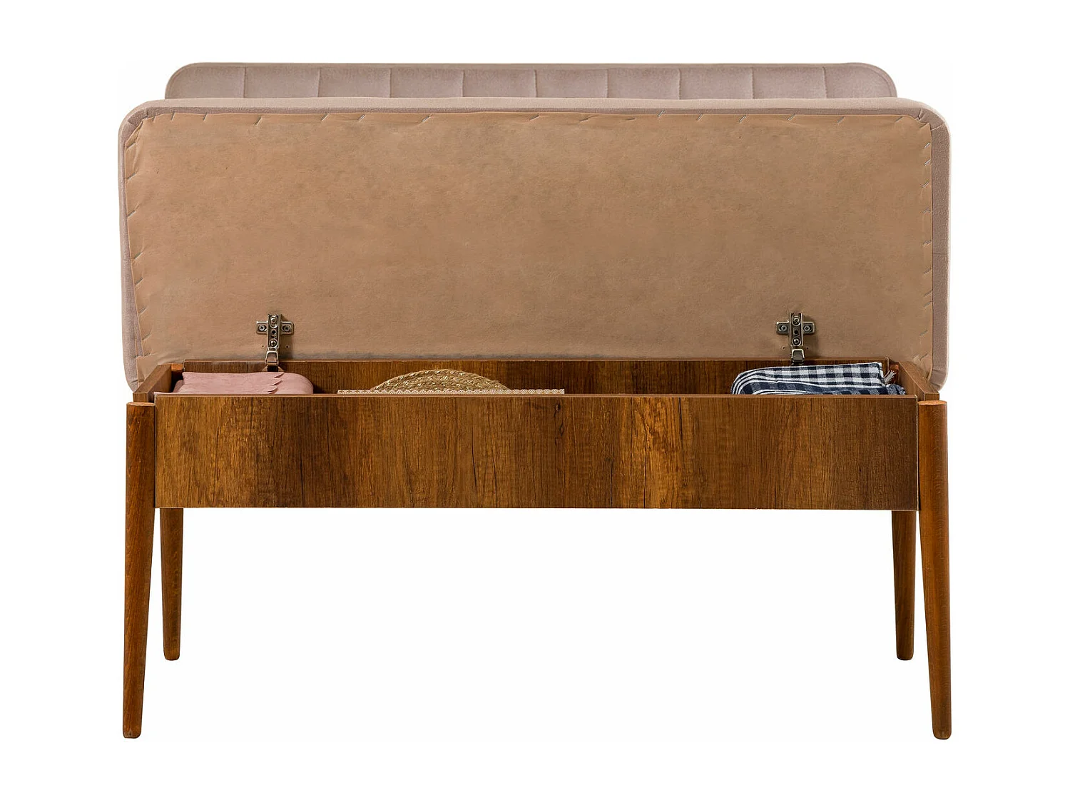 Ensemble table extensible 2 chaises et 2 bancs bois marron et tissu beige Mariva