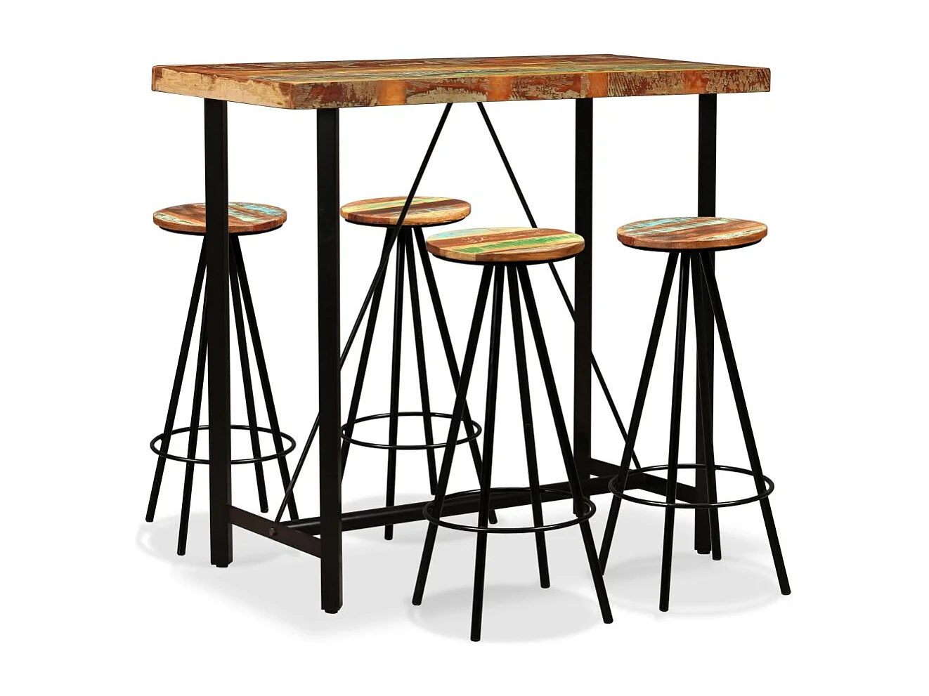 Ensemble de bar 5 pcs Bois de récupération massif