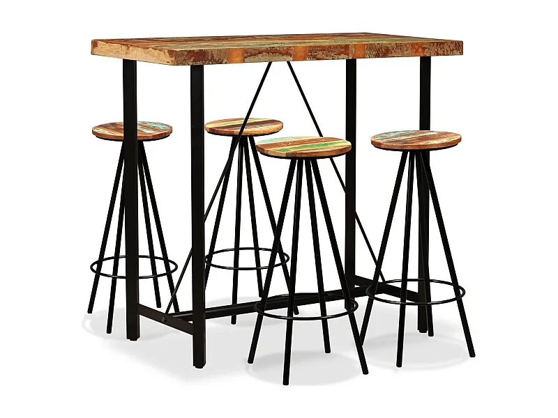 Ensemble de bar 5 pcs Bois de récupération massif