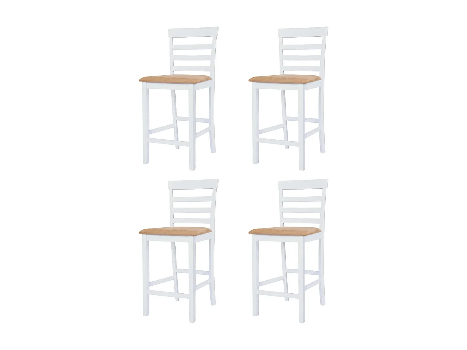 Table et chaises de bar 5 pcs Bois massif Marron et blanc