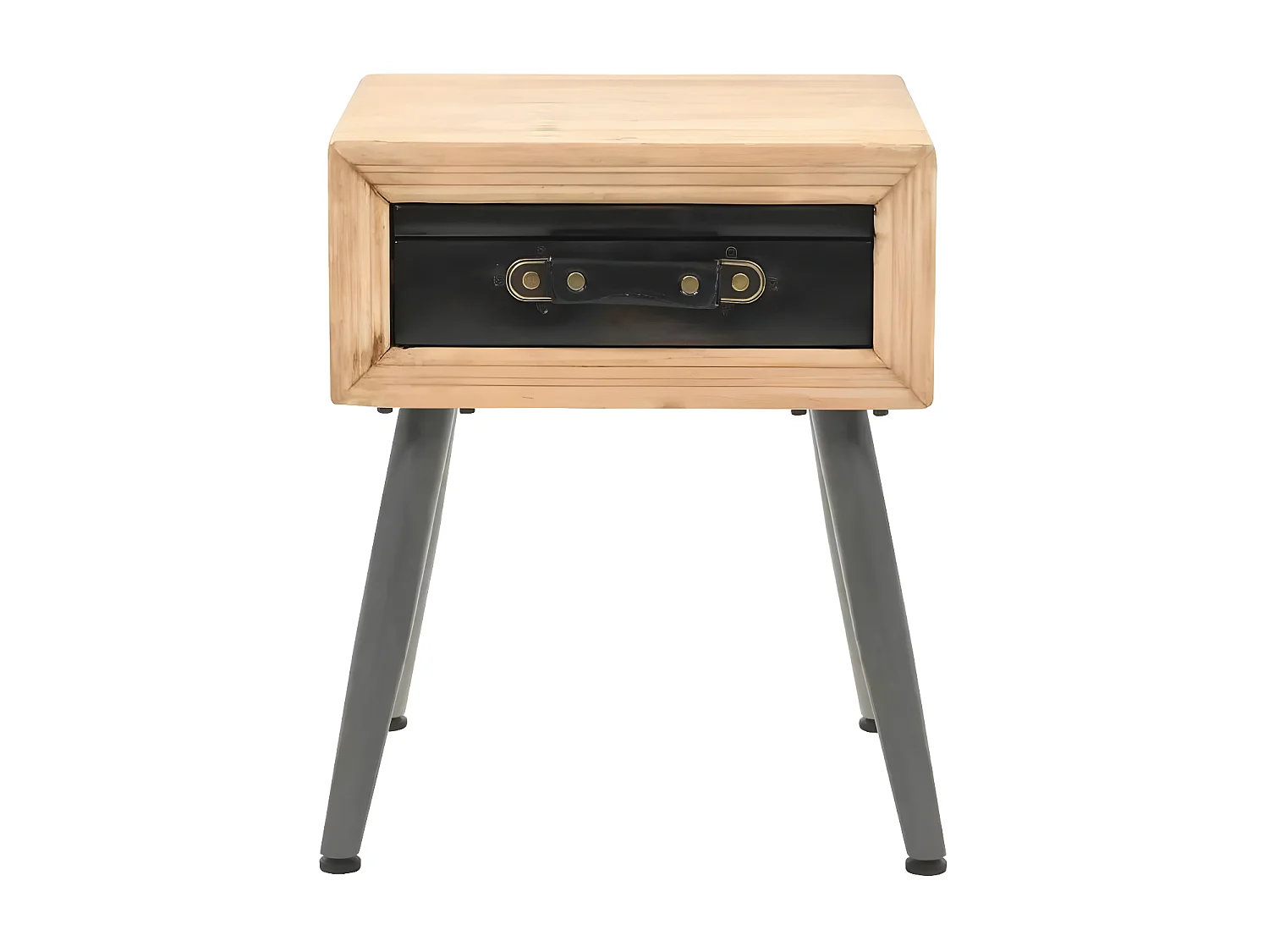 Table de chevet 1 tiroir pin massif clair et simili cuir Stylie