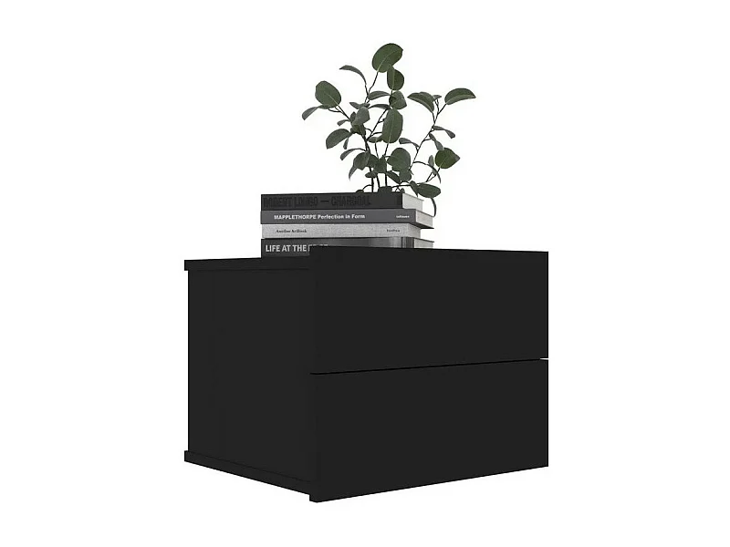 Table de chevet 2 tiroirs bois noir Kelin