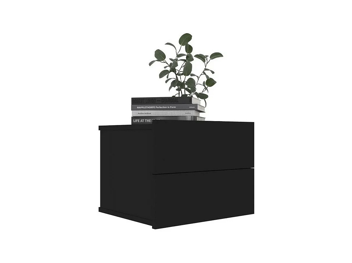 Table de chevet 2 tiroirs bois noir Kelin