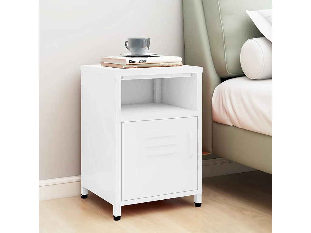 Table de chevet Blanc 35x35x51 Acier 2