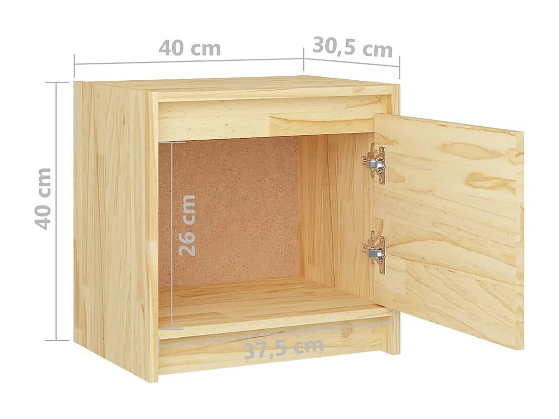 Table de chevet 40x30,5x40 Bois de pin massif 2
