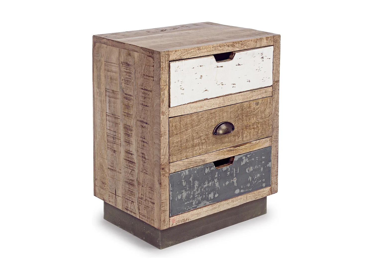 Table de chevet en bois de manguier 3 tiroirs Ely L 45cm