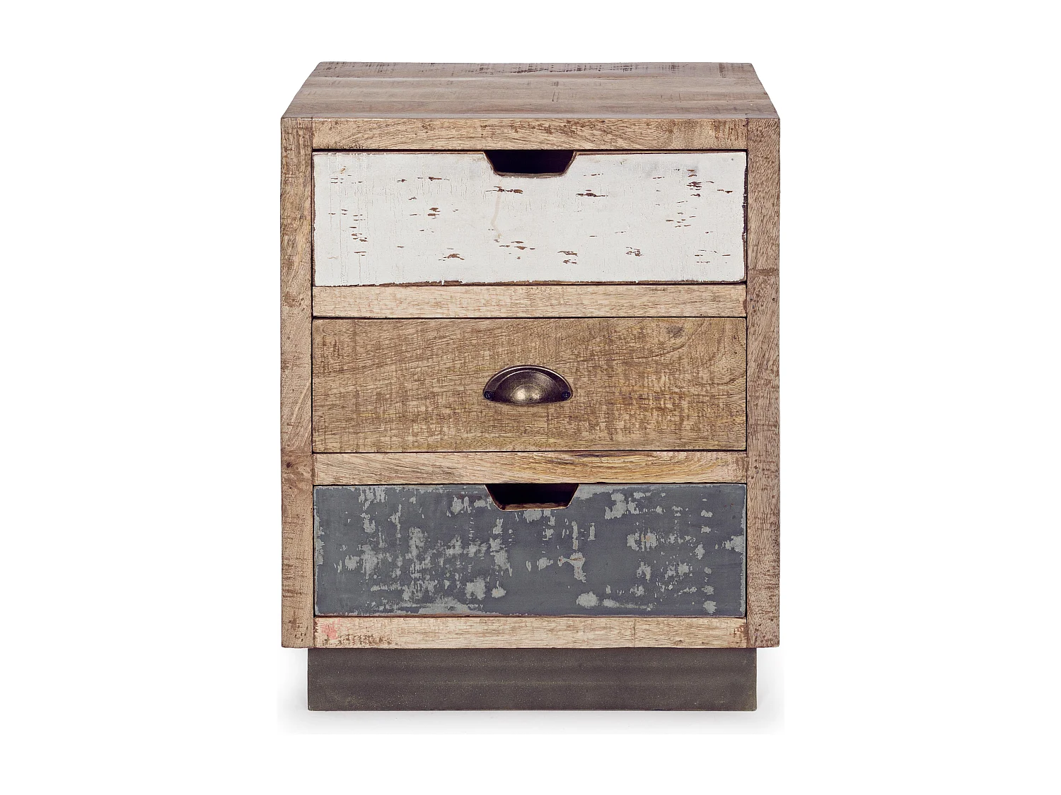 Table de chevet en bois de manguier 3 tiroirs Ely L 45cm