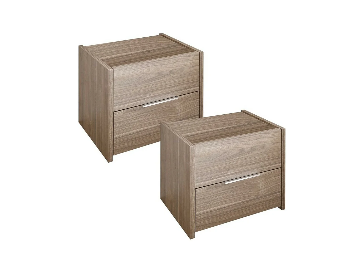 Table de chevet 2 tiroirs bois noyer Durban - Lot de 2