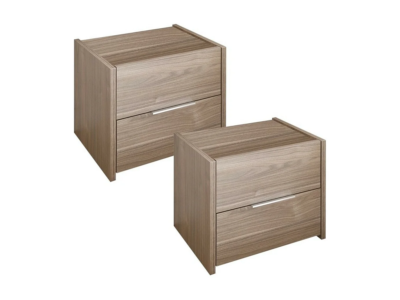 Table de chevet 2 tiroirs bois noyer Durban - Lot de 2