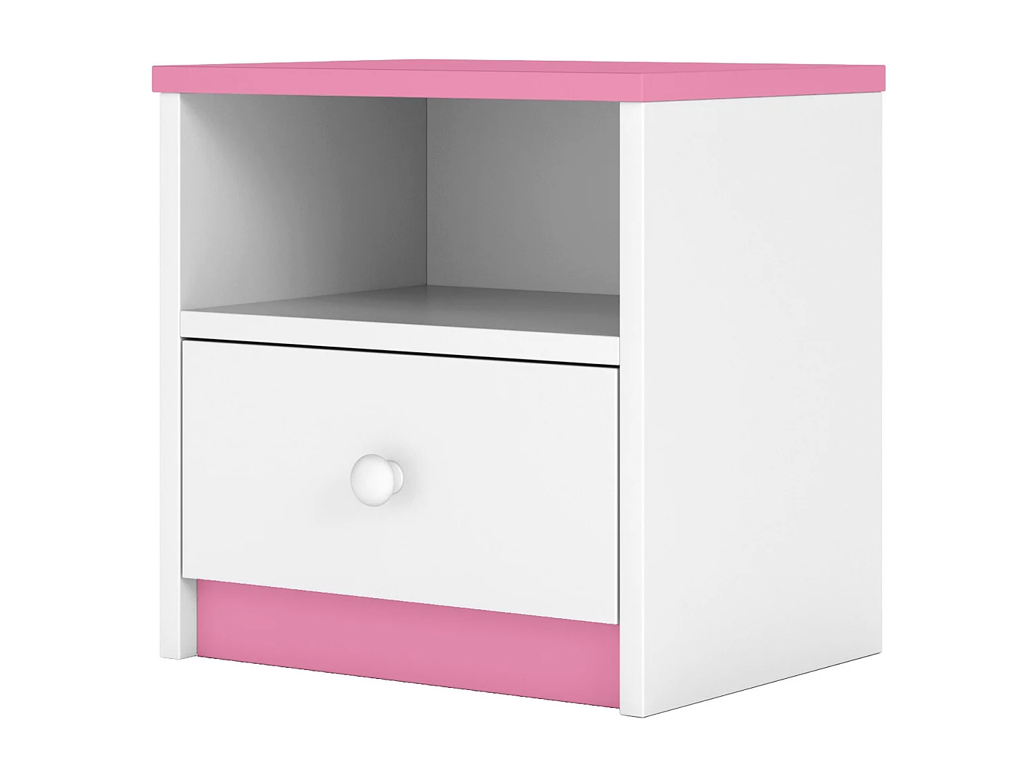 Mesita de noche Drimy blanca y rosa