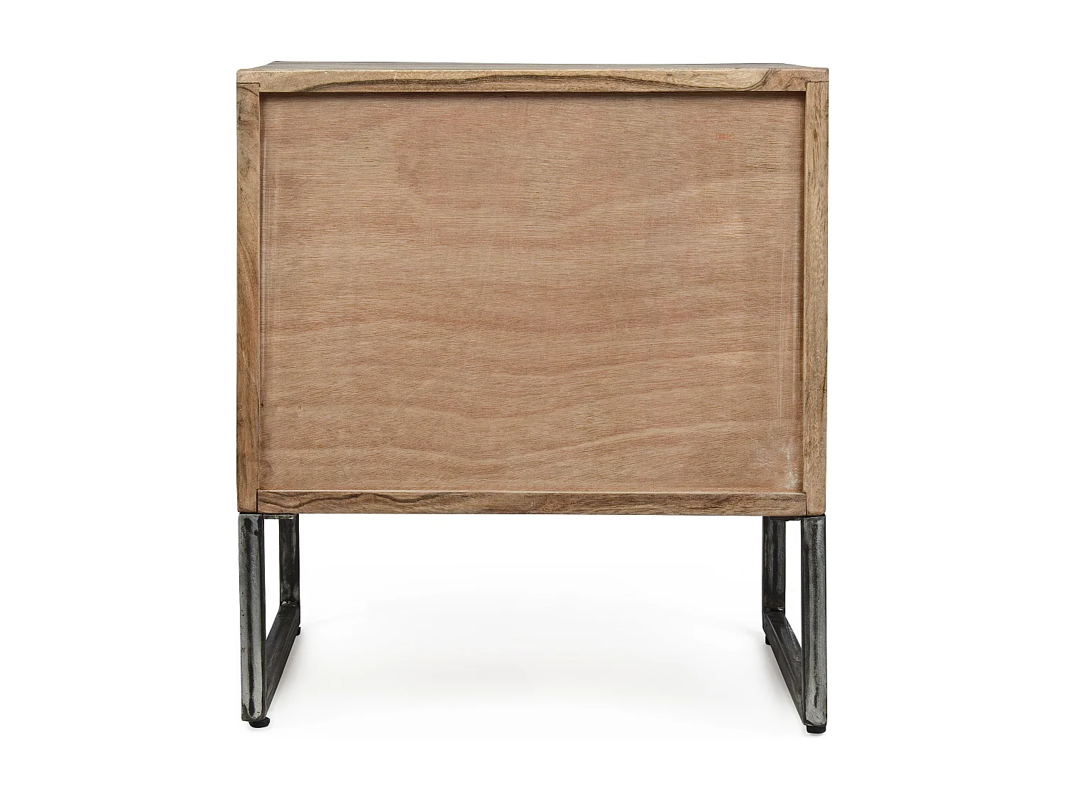 Chevet 1 porte en bois clair d'acacia vernis mat et acier noir Makune 45cm