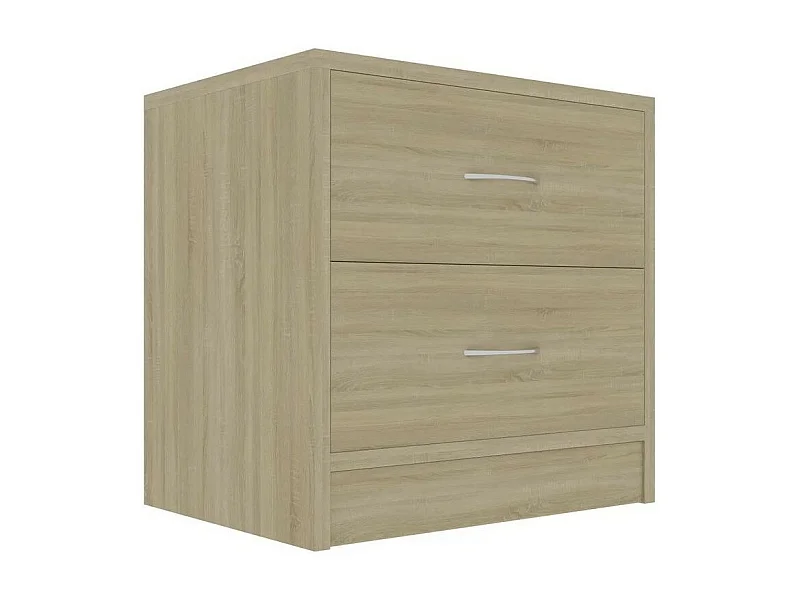 Table de chevet 2 tiroirs bois chêne clair Romma - Lot de 2