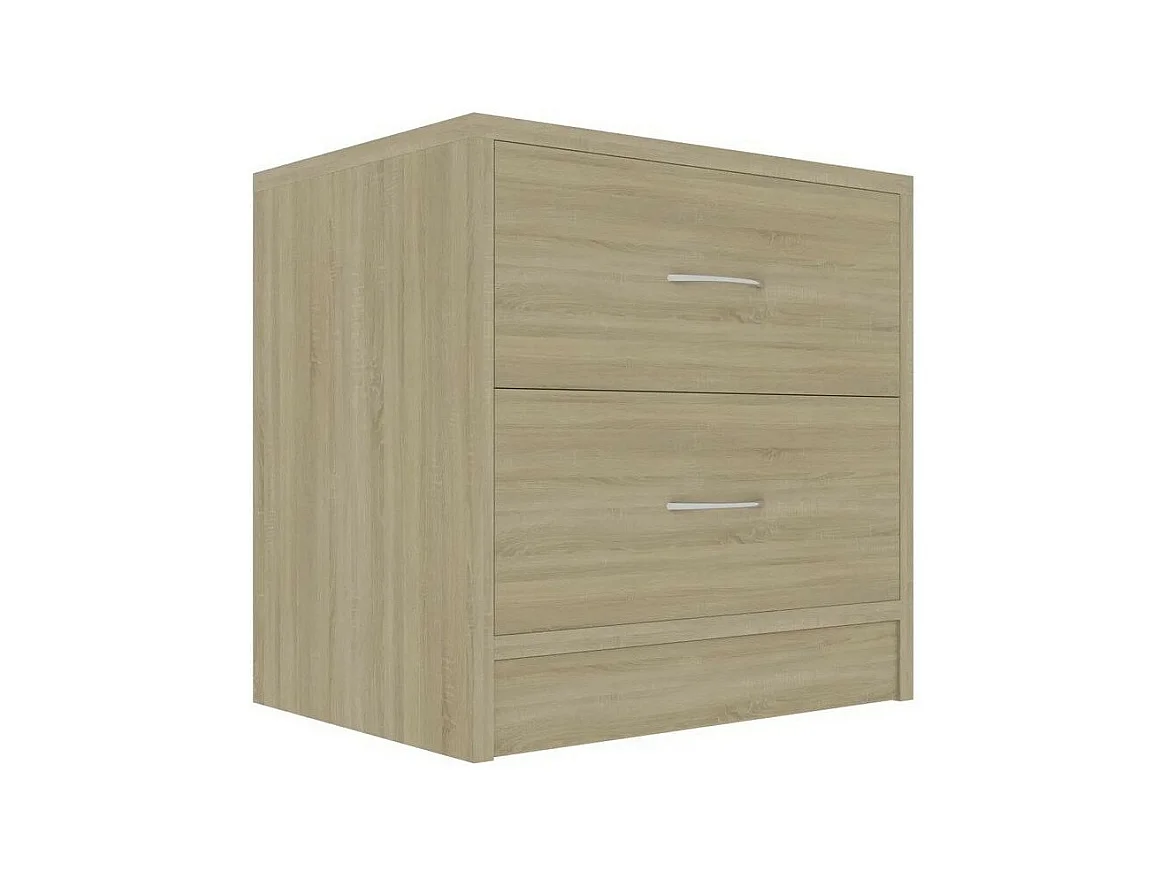 Table de chevet 2 tiroirs bois chêne clair Romma - Lot de 2