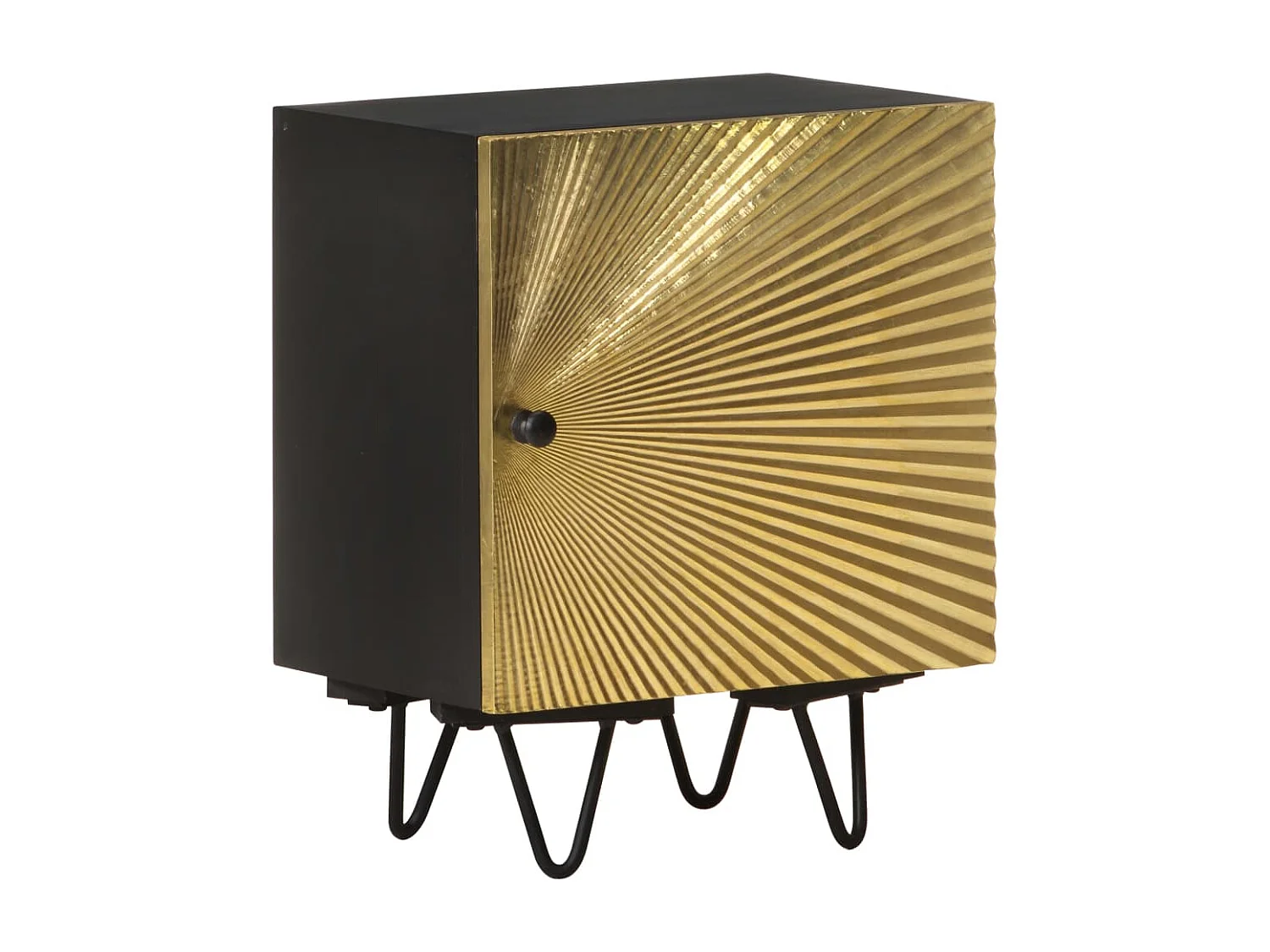 Table de chevet avec front en laiton 40x30x50 Manguier massif