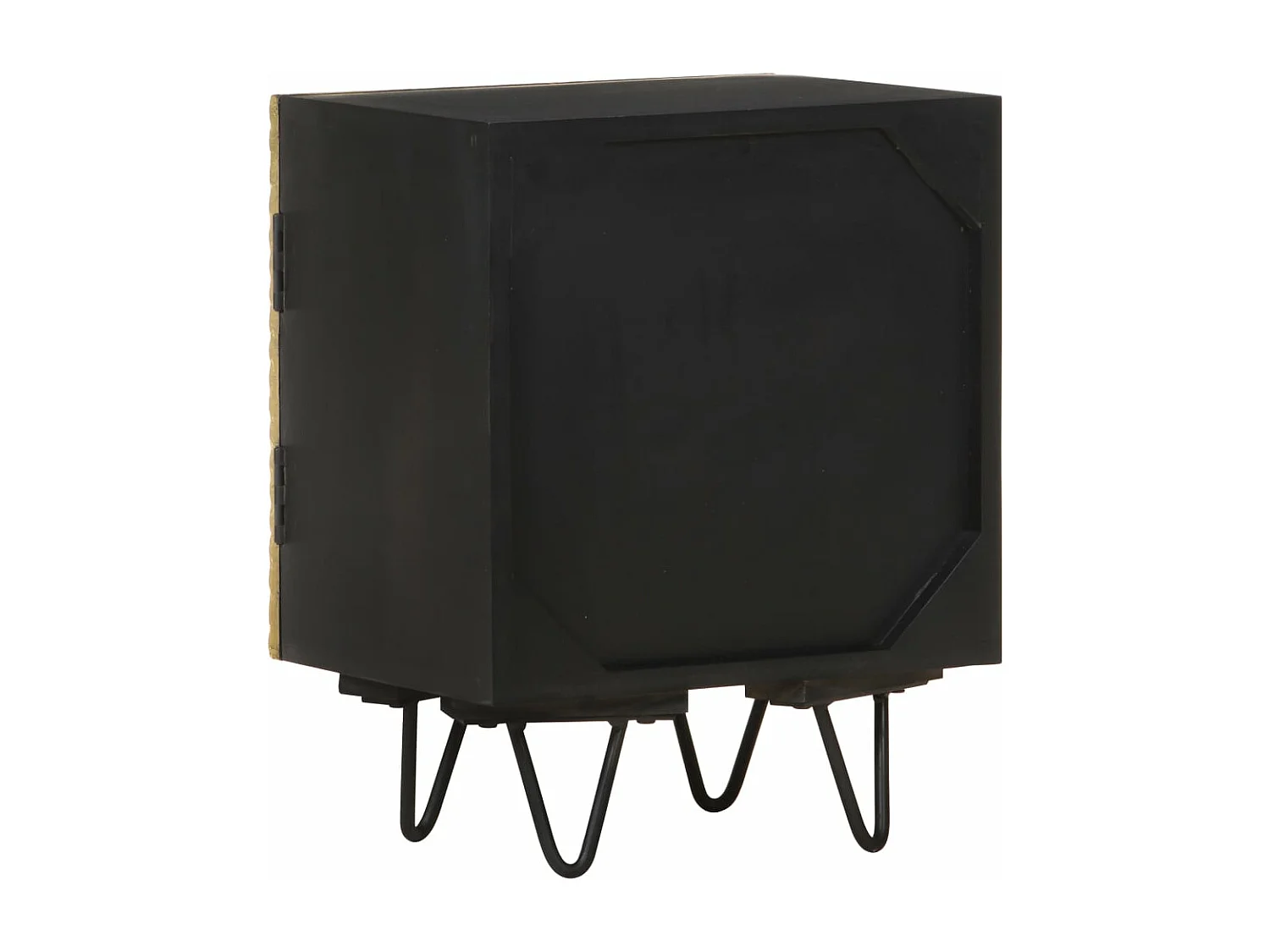 Table de chevet avec front en laiton 40x30x50 Manguier massif